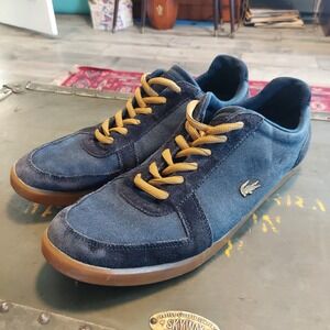 Lacoste Croisier 12 SRM Mens Navy Blue Denim Suede Gum Sole Sneakers Size 12